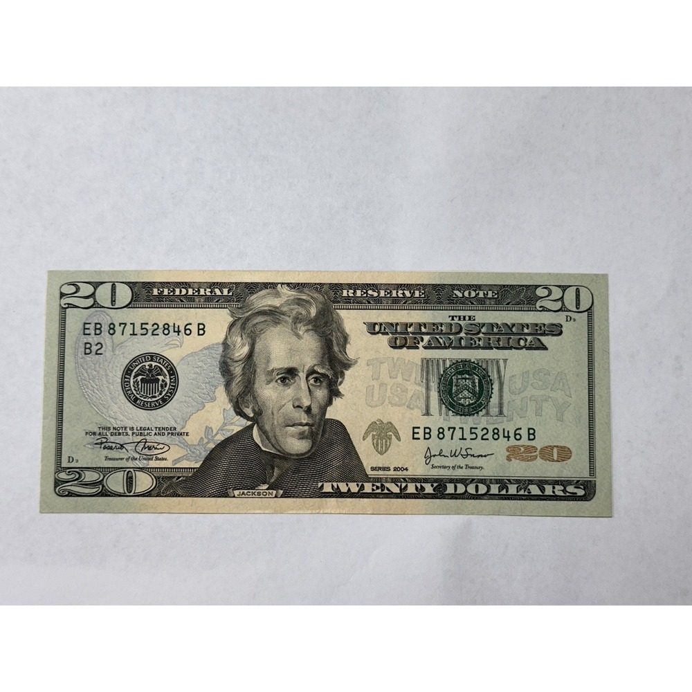 2004 $20 Dollar Birthday Note Federal Reserve Serial # EB87152846B